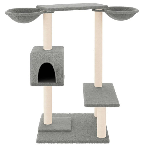 Helloshop26 Arbre à chat meuble tour grimper jouet grattage grattoir escalade plateforme avec griffoirs clair 82 cm gris 02_0022725