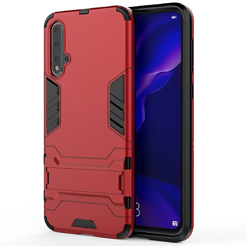 Wewoo Coque Renforcée Pour Huawei Nova 5 / 5 Pro Antichoc PC + TPU Housse de protection avec support invisible Rouge