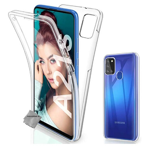 Htdmobiles Coque silicone gel fine 360 integrale (avant et arriere) pour Samsung Galaxy A21s + film ecran - TRANSPARENT