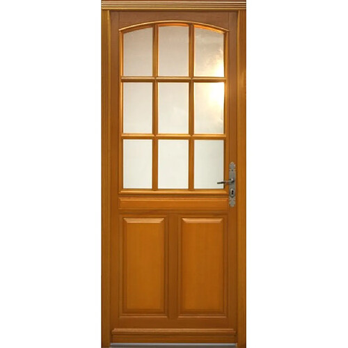 porte D'entrée Bois Vitrée, Alena, H,215xl,80 P,gauche Côtes Tableau Gd Menuiseries