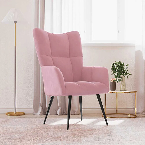 vidaXL Chaise de relaxation Rose Velours