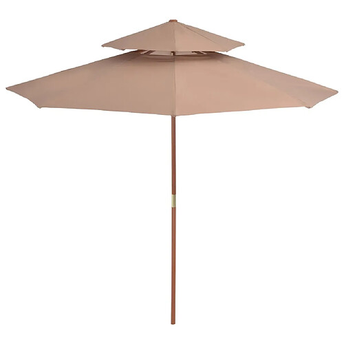 Maison Chic Parasol Jardin | Parasol double avec mat en bois 270 cm Taupe - GKD44747