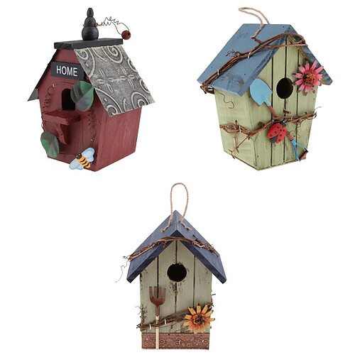 3pcs Nichoir pour Oiseaux Suspendu Exterieur Maison en Bois Nid pour Oiseaux Moineau, Mésanges, Décoration Jardin Terrasse Balcon