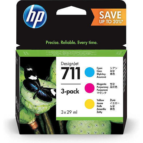 HP 711 28ml CMY Cart. d Encre 3-Pack HP 711 28ml Cartouche d Encre CMY 3-Pack