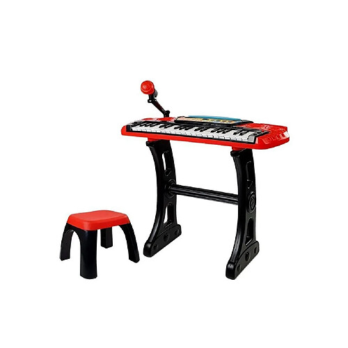 Lean Toys PIMI Piano électronique enfants 37 touches avec mélodies micro tabouret Rouge