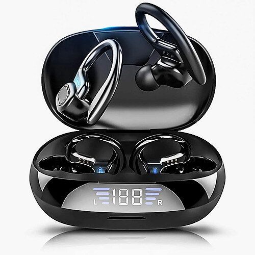 Chrono Écouteurs sans fil Casque de course Bluetooth, écouteurs Bluetooth avec écouteurs auriculaires Casque de sport IPX65 étanche avec casque stéréo HiFi pour salle de sport et entraînement(noir)