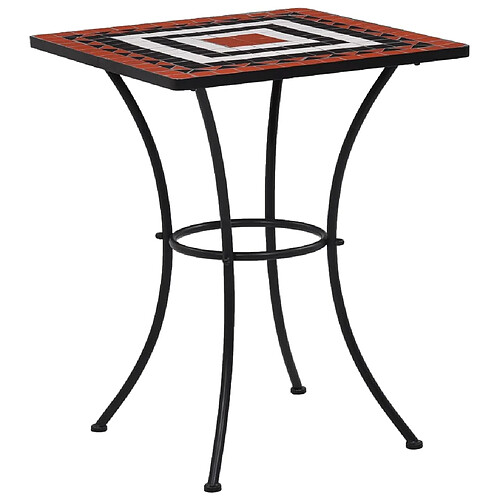 vidaXL Table de bistro mosaïque Terre cuite et blanc 60 cm Céramique