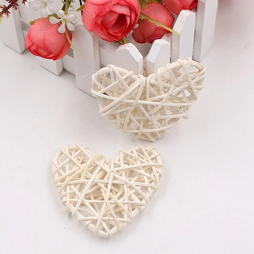 Wewoo 5 PCS 6cm boule de paille artificielle bricolage décoration coeur de rotin décor de Noël à la maison ornement blanc