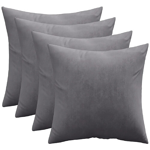 ICONIK INTERIOR Lot de 4 coussins en velours - housse et garnissage - Mesmal Gris foncé