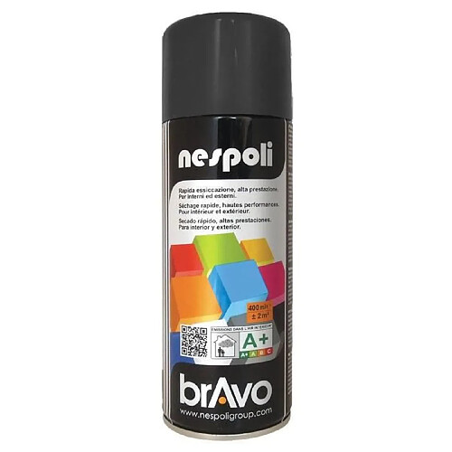 NESPOLI Aerosol peinture professionnelle effet satine noir 400mL