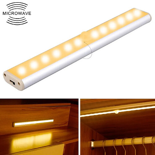 Wewoo 2W 12 LED blanc chaud écran large Intelligent Capteur de corps humain Lumière Cabinet de couloirVersion de charge USB