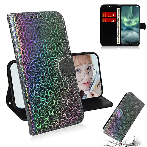 Wewoo Housse Coque Pour Nokia 7.2 Solid Color Colorful Magnetic Buckle Horizontal Flip Case en cuir avec titulaire et fentes cartes et portefeuille et lanière Argent