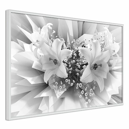 Paris Prix Affiche Murale Encadrée Crystal Lillies 30 x 20 cm Blanc