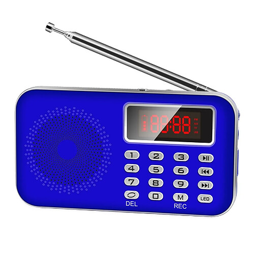 Mini Poste Radio FM AM Lecteur MP3 Micro SD Rechargeable Bleu YONIS