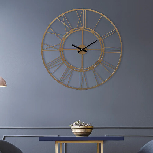 Horloge murale style vintage fer or pendule salon Stockholm Ø92 cm WOMO-DESIGN®