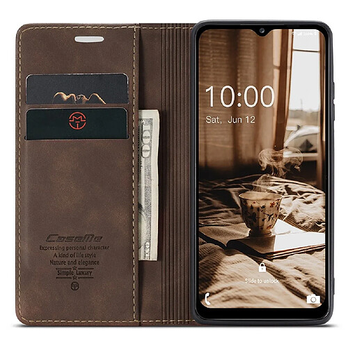 Etui en PU CASEME magnétique auto-absorbant avec support café pour votre Samsung Galaxy A13 5G