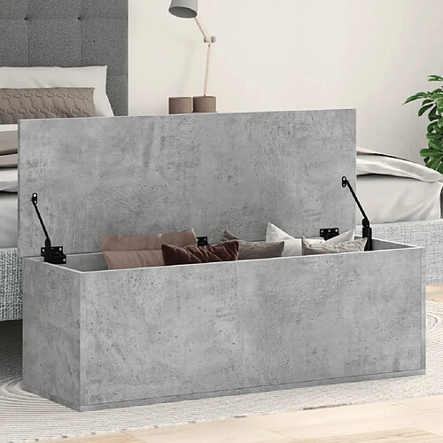 vidaXL Boîte de rangement gris béton 102x35x35 cm bois d'ingénierie