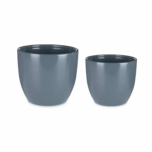 Ibergarden Set de pots 2 Pièces Ø 22 cm Ø 28 cm Anthracite Argile