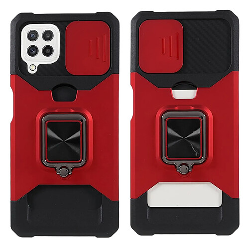 Coque en TPU 2 en 1, hybride avec béquille et porte-cartes rouge pour votre Samsung Galaxy A22 4G (EU Version)