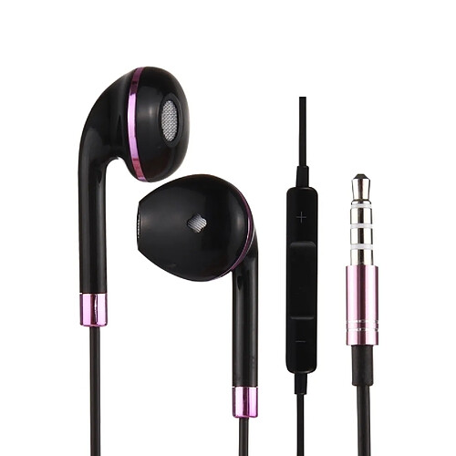 Wewoo Écouteurs Violet et noir pour iPhone, Galaxy, Huawei, Xiaomi, LG, HTC autres smartphone intra-auriculaires à fil 3,5 mm avec contrôle de ligne Mic,