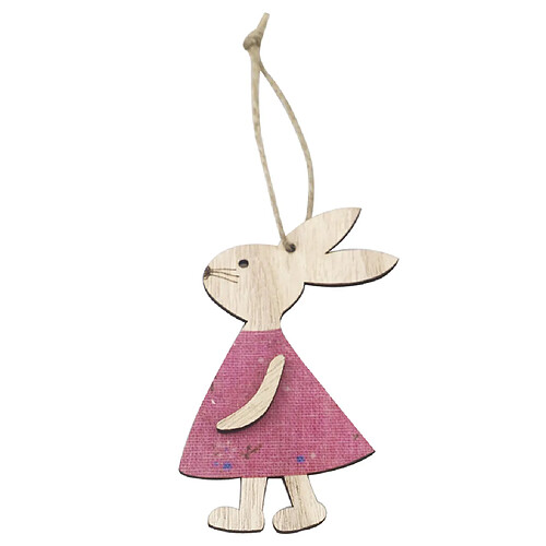 Décoration De Fête En Forme De Lapin En Bois Ornement Suspendu De Pâques Rose