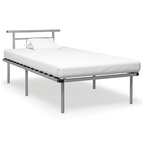 Maison Chic Lit adulte - Lit simple Cadre de lit,Structure du lit Contemporain Gris Métal 100x200 cm -MN92022