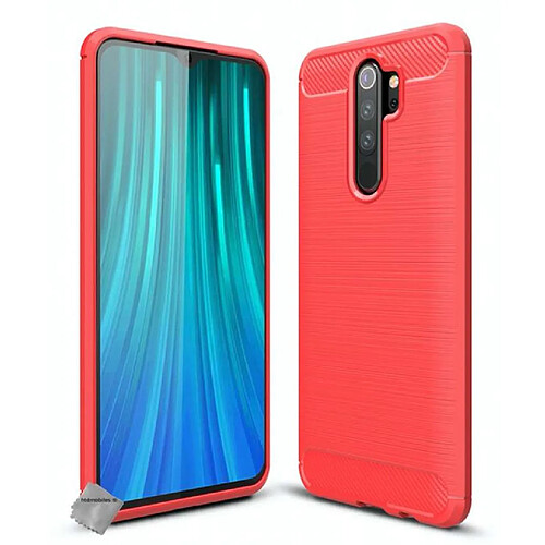 Htdmobiles Coque silicone gel carbone pour Xiaomi Redmi Note 8 Pro + verre trempe - ROUGE