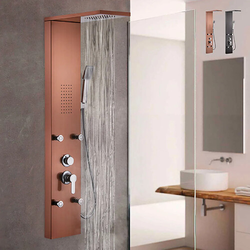 Arati Bath And Shower Colonne de douche mitigeur pomme de douche 4 jets d'eau douchette Bormio, Couleur: Bronze