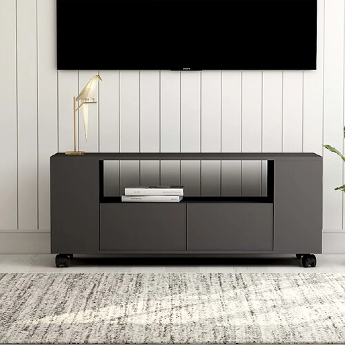 vidaXL Meuble TV Gris 120x35x48 cm Bois d'ingénierie