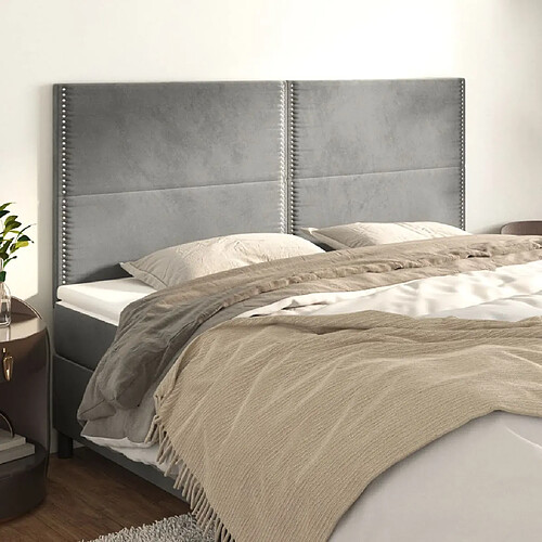 vidaXL Têtes de lit 4 pcs Gris clair 90x5x78/88 cm Velours