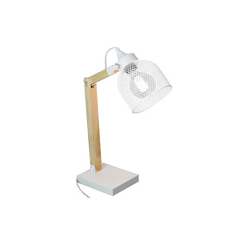 Home Deco Light Lampe de bureau style industriel métal et bois blanc.