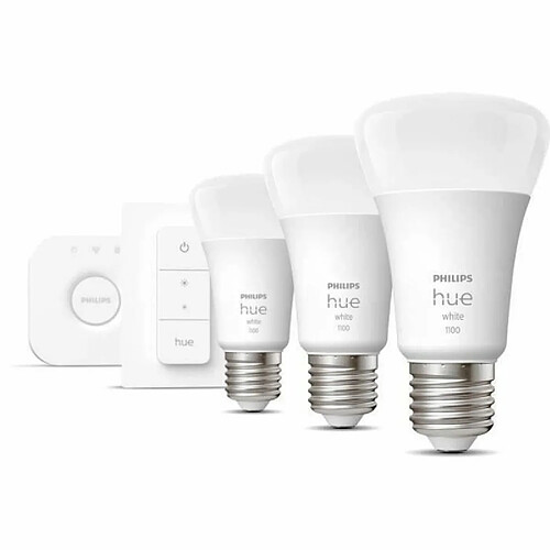 Philips Hue Kit Démarrage Ampoules LED Intelligentes E27 3x9.5W 1055 lm Hue White Blanc chaud 2700K