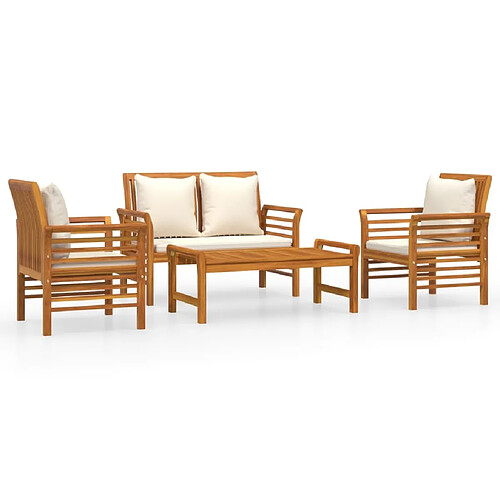 Maison Chic Salon de jardin 4 pcs + coussins - Mobilier/Meubles de jardin - Table et chaises d'extérieur Bois massif d'acacia -MN93944