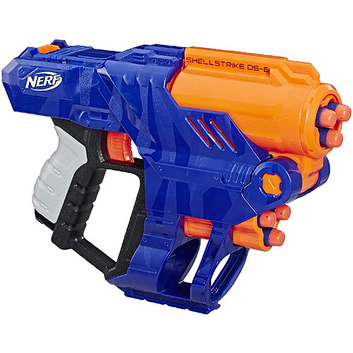 Nerf pistolet élite Shellstrike DS-6 et Flechettes Elite Officielles bleu orange noir