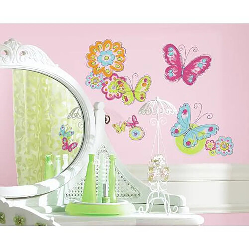 Thedecofactory BRUSHWORK BUTTERFLY - Stickers repositionnables papillons et motifs printaniers