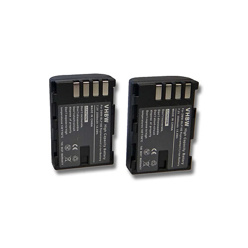 Lot de 2 batteries vhbw Li-Ion 2000mAh (7.2V) pour caméra Panasonic Lumix DMC-GH3GK, DMC-GH3HGK, DMC-GH3K BODY, DMC-GH4 comme DMW-BLF19, DMW-BLF19E.