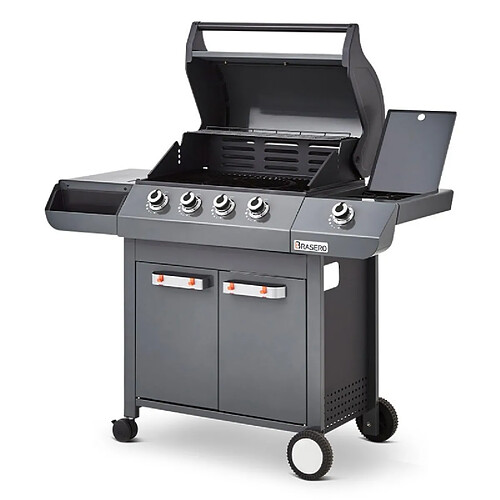 Brasero - Barbecue Emma Gun Metal 4 Feux + 1 Side - FlexiGrill - Surface de cuisson 64 x 41,5 cm - 15,1 kW