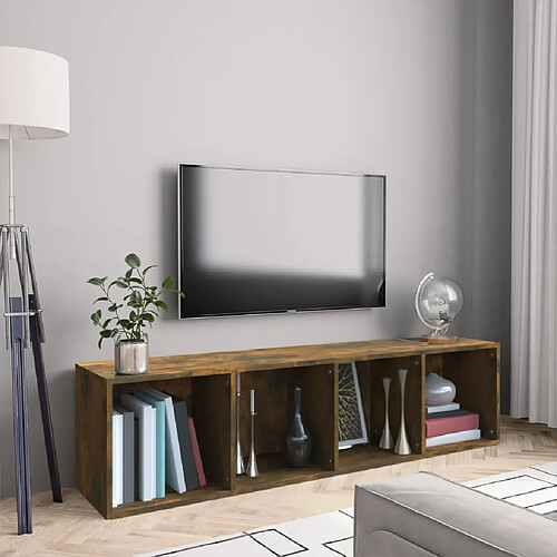 vidaXL Bibliothèque/Meuble TV Chêne fumé 143x30x36cm Bois d'ingénierie