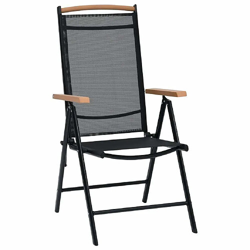 Maison Chic Lot de 2 Chaises de jardin,Fauteuil d'extérieur pliables aluminium et textilène noir -MN39995