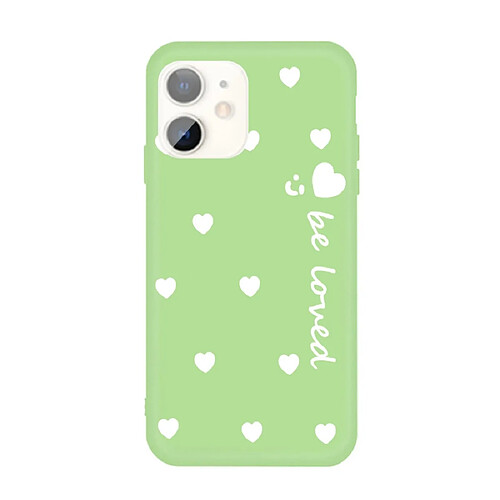 Wewoo Coque Pour iPhone 11 visage souriant plusieurs coeurs d'amour motif coloré étui de protection en TPU givré téléphone vert