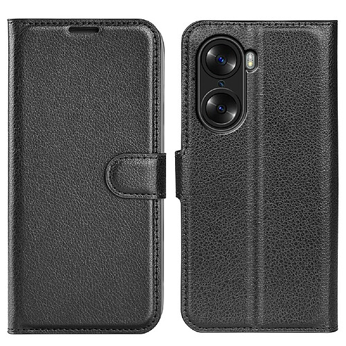 Etui en PU texture litchi, fermoir aimanté avec support noir pour votre Honor 60