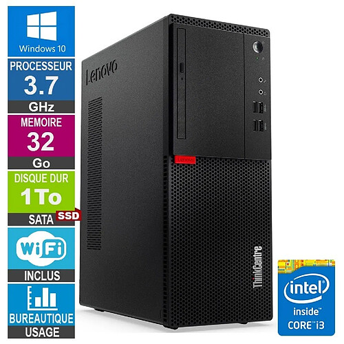 Lenovo M710T i3-6100 3.70GHz 32Go/1To SSD Wifi W10 · Reconditionné