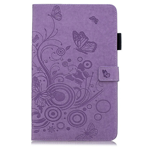 Etui en PU papillons violet avec support pour votre Galaxy Tab A 10.1 (2019) SM-T515/SM-T510