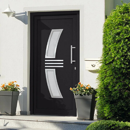 vidaXL Porte d'entrée PVC - 108x208 cm - Anthracite