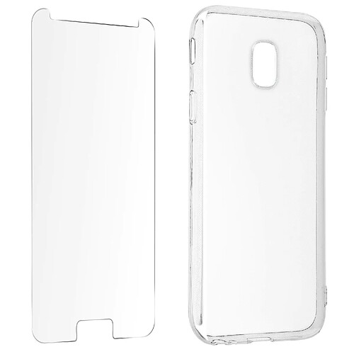 Avizar Coque Samsung J3 2017 Souple et Film Verre Trempé 9H transparent