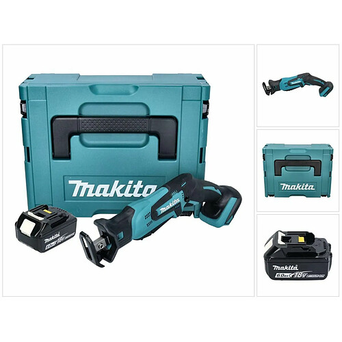 Makita DJR 185 G1J Scie sabre sans fil Recipro 18 V + 1x Batterie 6.0 Ah + Coffret Makpac - sans chargeur