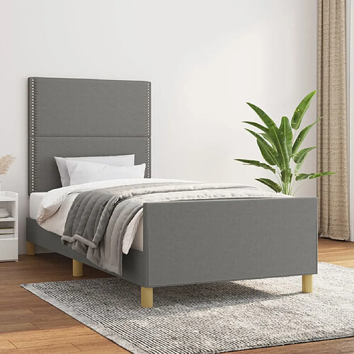 vidaXL Cadre de lit sans matelas gris foncé 80x200 cm tissu