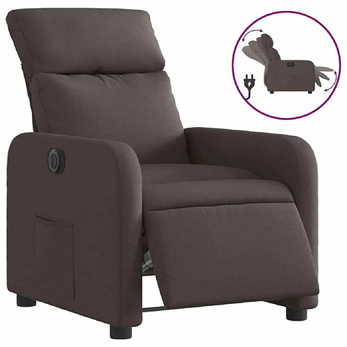 Maison Chic Fauteuil Relax pour salon, Fauteuil inclinable électrique Marron foncé Tissu -GKD36877