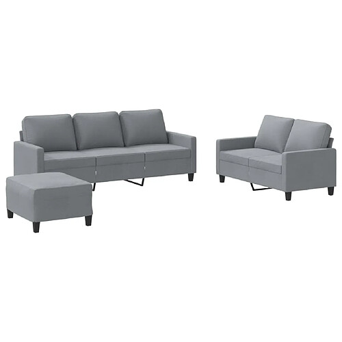 Maison Chic Ensemble de canapés 3 pcs avec coussins, Canapé droit Sofa pour Salon Gris clair Tissu -GKD323010