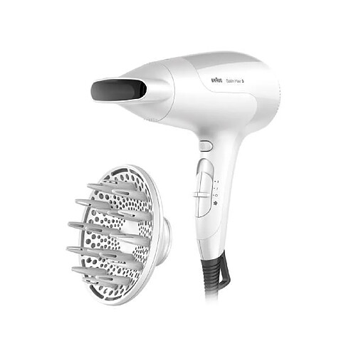 BRAUN HD385 SATIN HAIR Seche-cheveux ionique - Power Perfection - Blanc